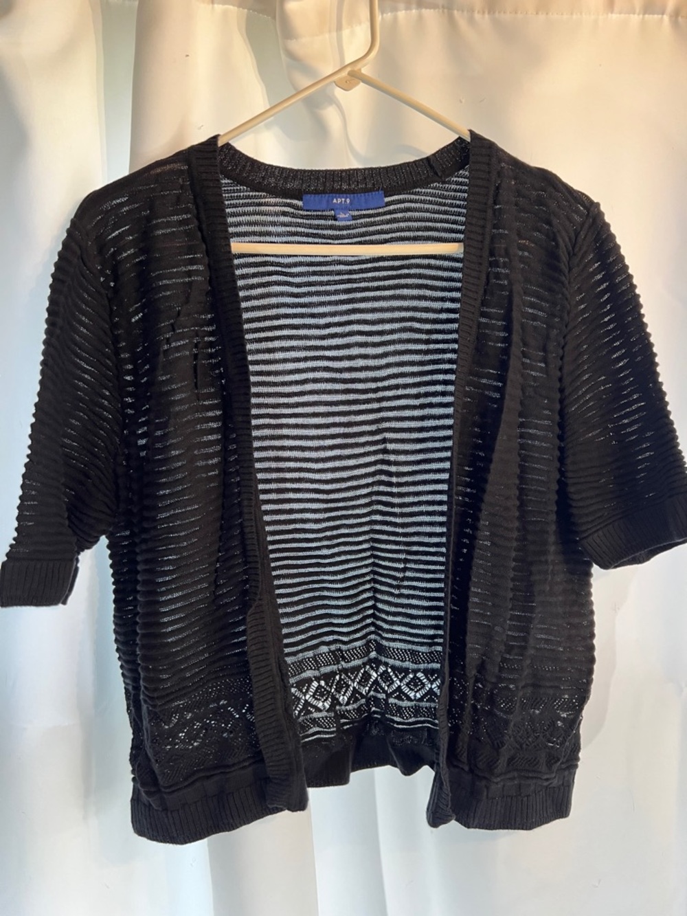 Apt. 9 Black Open-Front Short Sleeve Cardigan